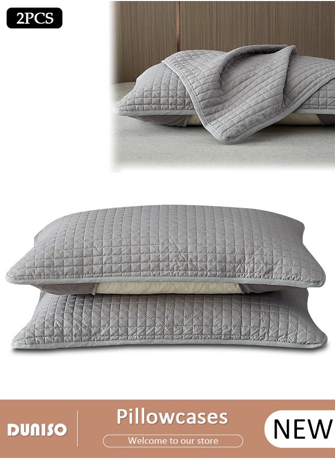 DUNISO Waterproof Pillowcase Soft Breathable Pillow Protectors Pillow Cases Machine Washable Pillow Encasment for Bedroom Home Hotel,Grey(48*74CM)  - Image 1