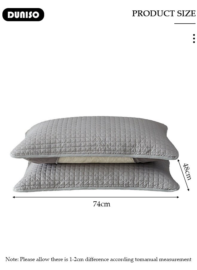 DUNISO Waterproof Pillowcase Soft Breathable Pillow Protectors Pillow Cases Machine Washable Pillow Encasment for Bedroom Home Hotel,Grey(48*74CM)  - Image 2