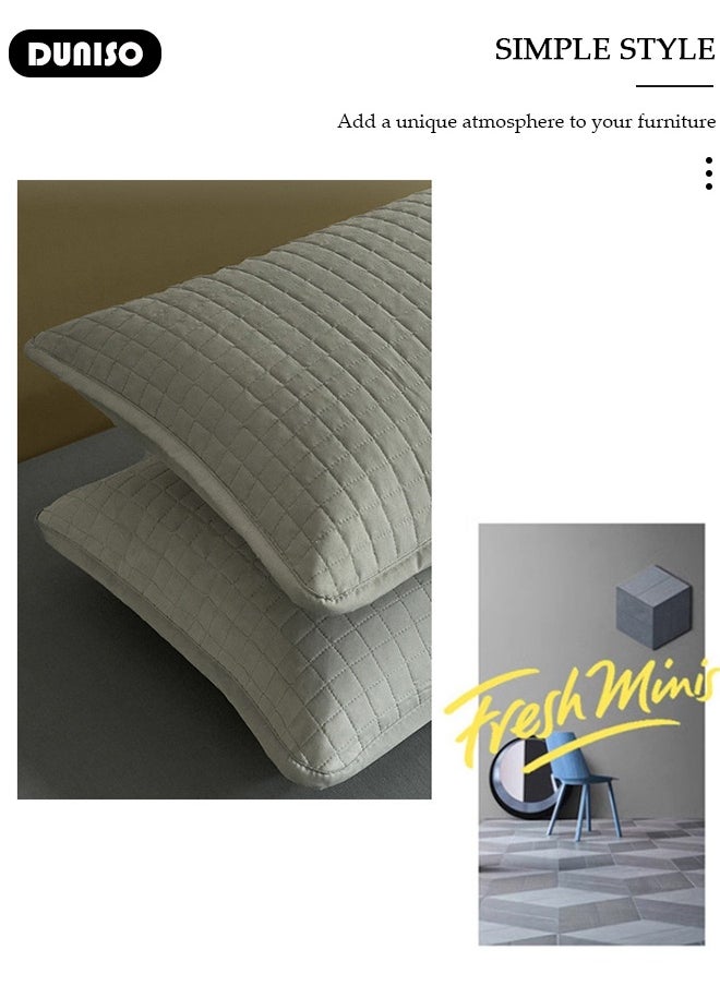 DUNISO Waterproof Pillowcase Soft Breathable Pillow Protectors Pillow Cases Machine Washable Pillow Encasment for Bedroom Home Hotel,Grey(48*74CM)  - Image 4