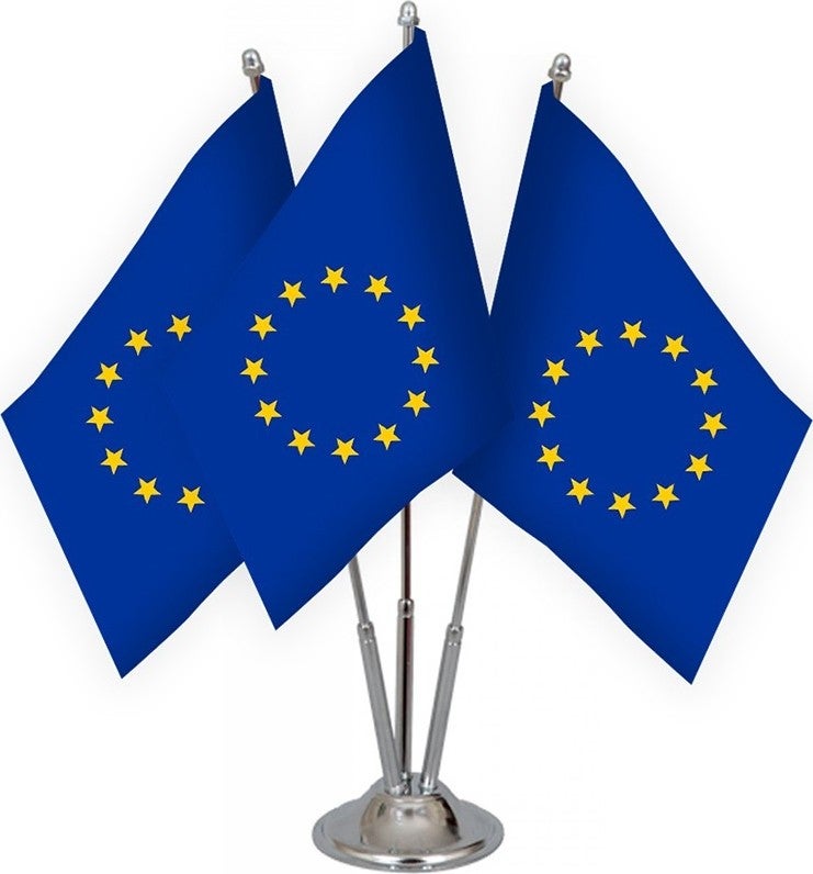 Flag Online Triple European Union Table Flag Set