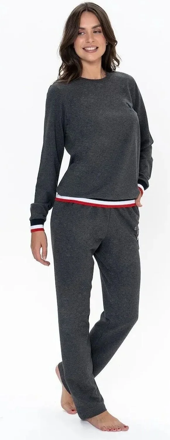 U.S. Polo Assn. 20110 Women's Long Sleeve Crew Neck Casual Home Wear-Anthracite Melange