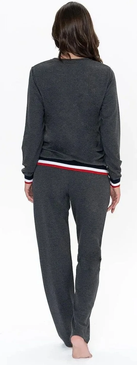 U.S. Polo Assn. 20110 Women's Long Sleeve Crew Neck Casual Home Wear-Anthracite Melange