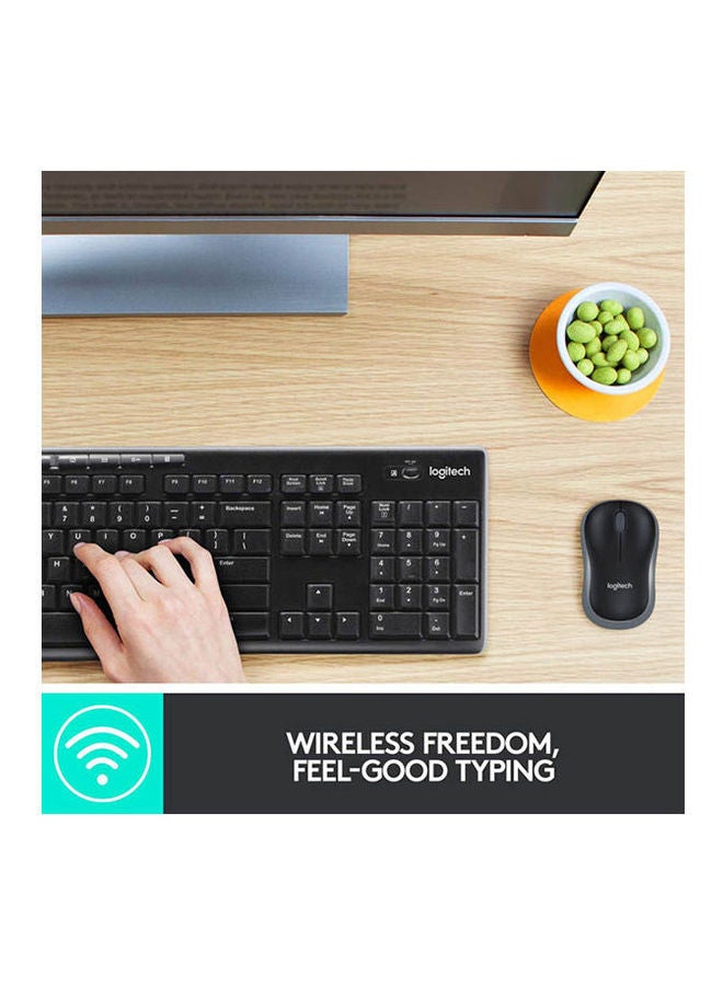 Logitech MK270 Wireless Combo Keyboard and Mouse, English Arabic Layout, Long Battery Life, 1000 DPI Resolution, Multimedia Keys, Compact Design Black - Image 2