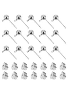 150Pcs Ball Post Earring Studs For Jewelry Makingearring Studs Ball Ear Pin Ball Post Earrings With Loop With 200Pcs Butterfly Earring Back Replacements For Diy Jewelry Making Findings(White K)
