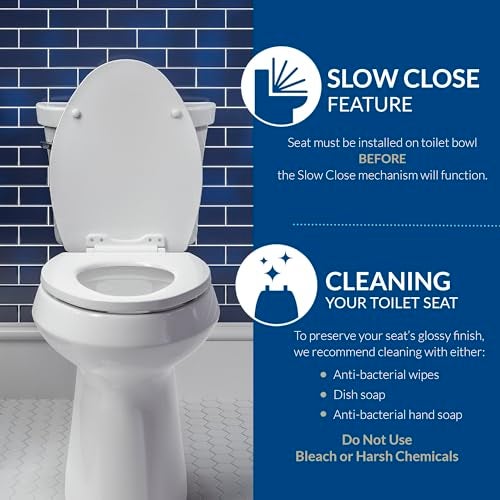 Bemis 7300SLEC Slow Close Toilet Seat, Easy Clean Hinges and Durable Plastic Seat, Made in USA, Elongated, White - Image 5