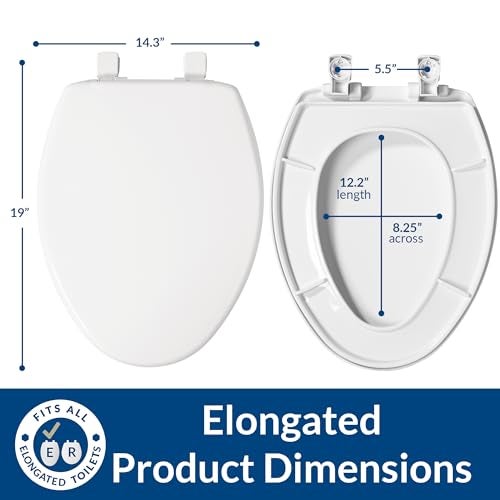 Bemis 7300SLEC Slow Close Toilet Seat, Easy Clean Hinges and Durable Plastic Seat, Made in USA, Elongated, White - Image 3