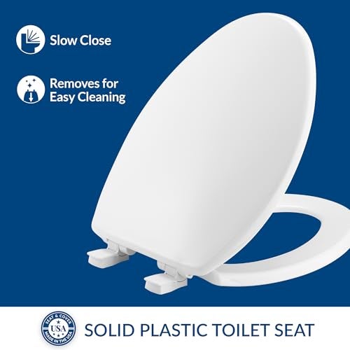 Bemis 7300SLEC Slow Close Toilet Seat, Easy Clean Hinges and Durable Plastic Seat, Made in USA, Elongated, White - Image 2