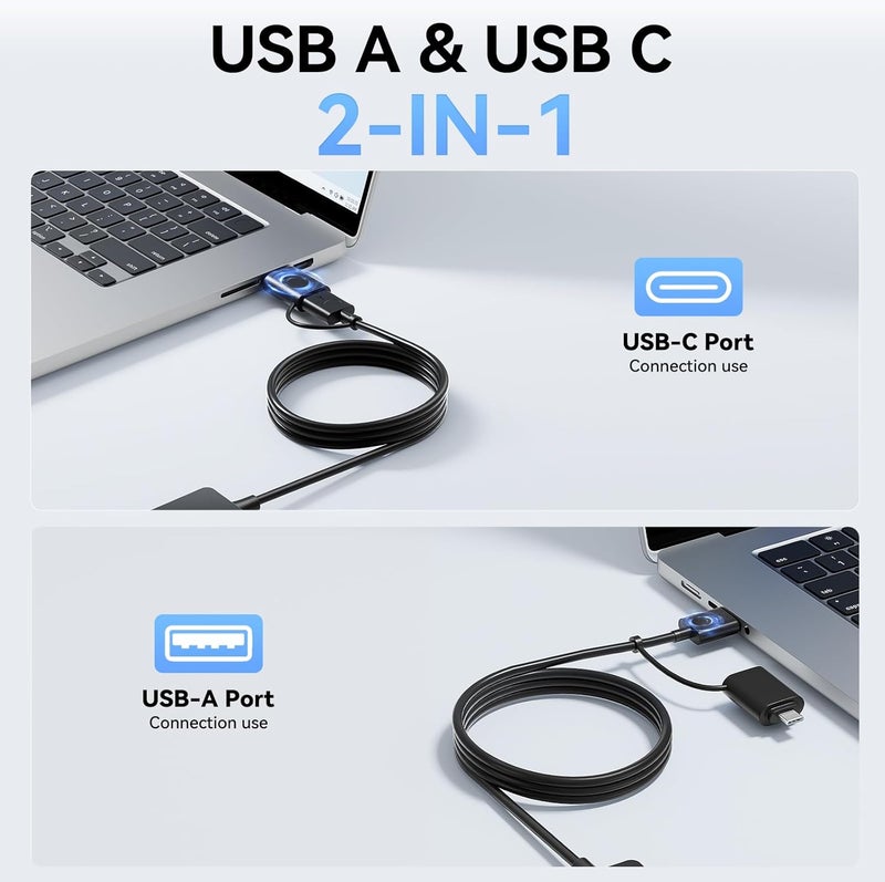 Aceele USB C/A Hub for Laptop, Ultra Slim USB Splitter 4 Port USB 3.0 Data Hub, Multi USB Port Expander with 4Ft Long Extension Cable for Desktop Mini PC,MacBook Air/Pro, iMac, PS5, Flash Drive - Image 2