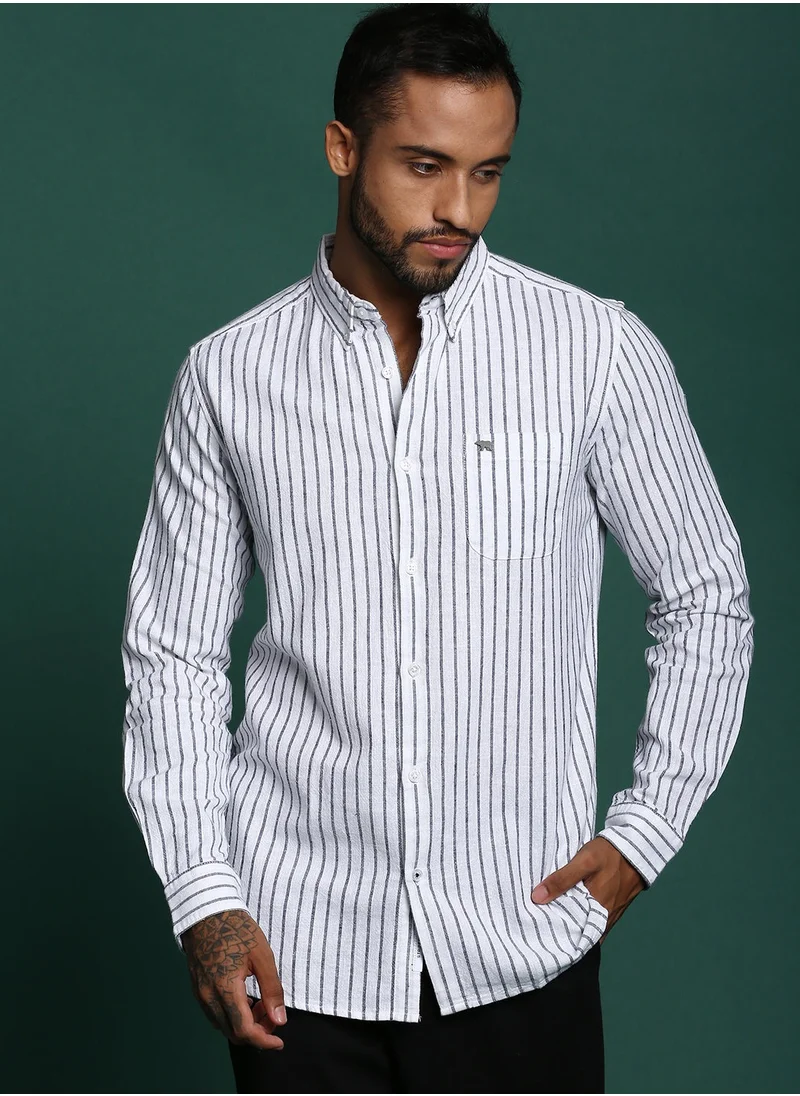 THE BEAR HOUSE Men's Cotton Shirt | Casual & Formal Long Sleeve Slim Fit | Classic Button-Down, Office & Everyday Wear, Comfortable & Breathable Fabric
