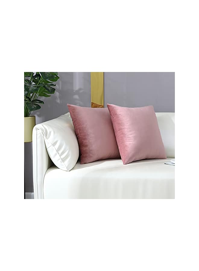 The Bros Comfy Dusty Rose Throw Pillow Covers Decorative Square Solid Thick Velvet Super Soft Cushion Cases Home Decor for Sofa Couch Living Room Chair, Set of 2, 18 x 18 Inch - Image 3