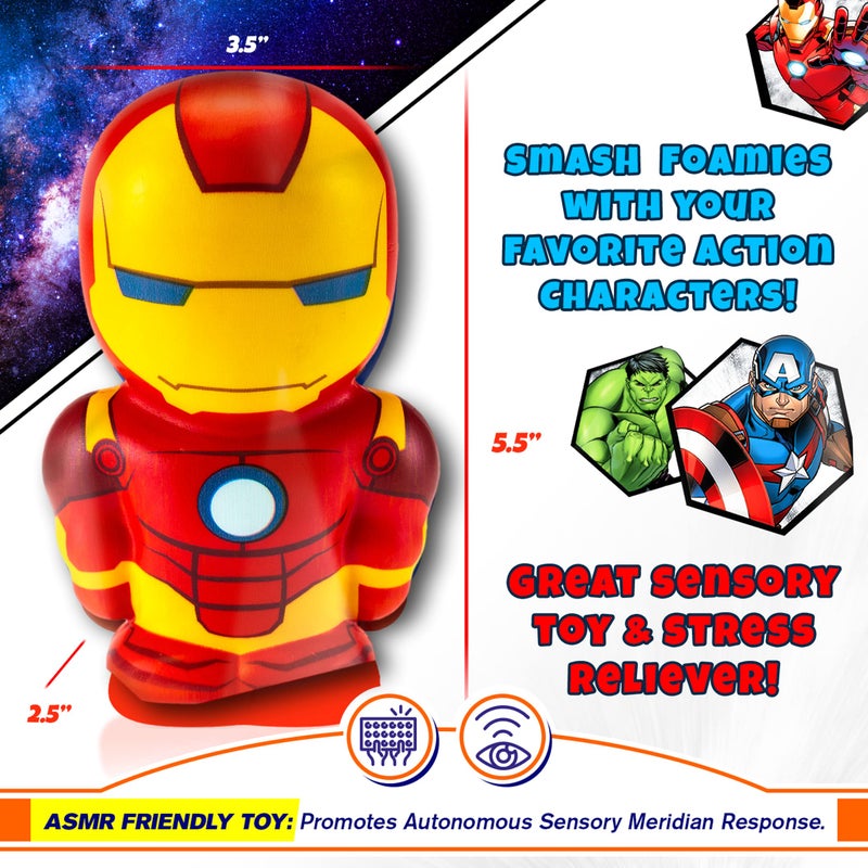 Ja-Ru JA-RU Marvel Avengers Large Foam Ball 5.5"" (1 Iron Man) Squishy Toy Figure Action Super Hero Spiderman  Hulk  Captain America  Iron Man & Black Panther. Fidget Stress Ball for Kids C-6821-1s - Image 3