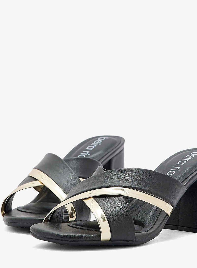 Beira Rio  Cross Strap Mid Heel Sandals for Women | Best Price UAE