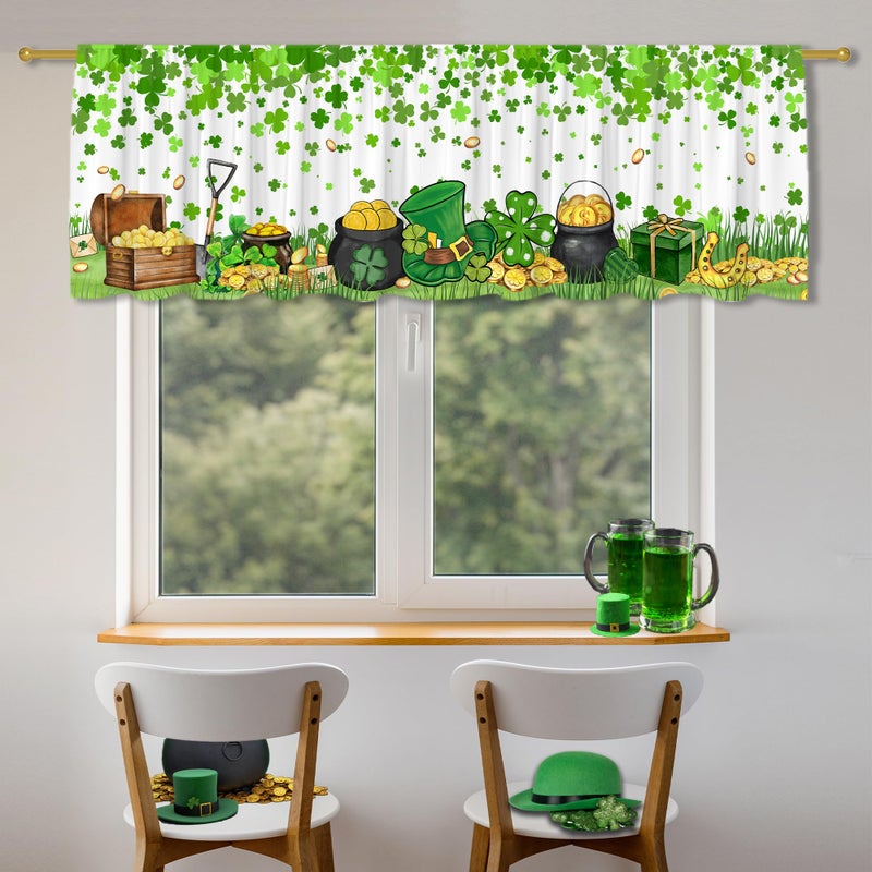 FUTBU St Patricks Day Valance Curtain for Kitchen-St Patricks Day Decorations Shamrock Window Valance for Living Room Bedroom-Green St Patricks Valance 18" X 54" Decor Window Treatment Rod Pocket Valances - Image 5
