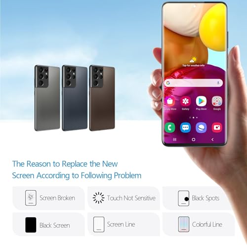 YWLRONG شاشة OLED لاستبدال شاشة سامسونج جالاكسي S21 ألترا 5G لشاشة سامسونج S21 ألترا G998U مع أدوات (يدعم بصمة الإصبع، إطار أسود) - Image 2