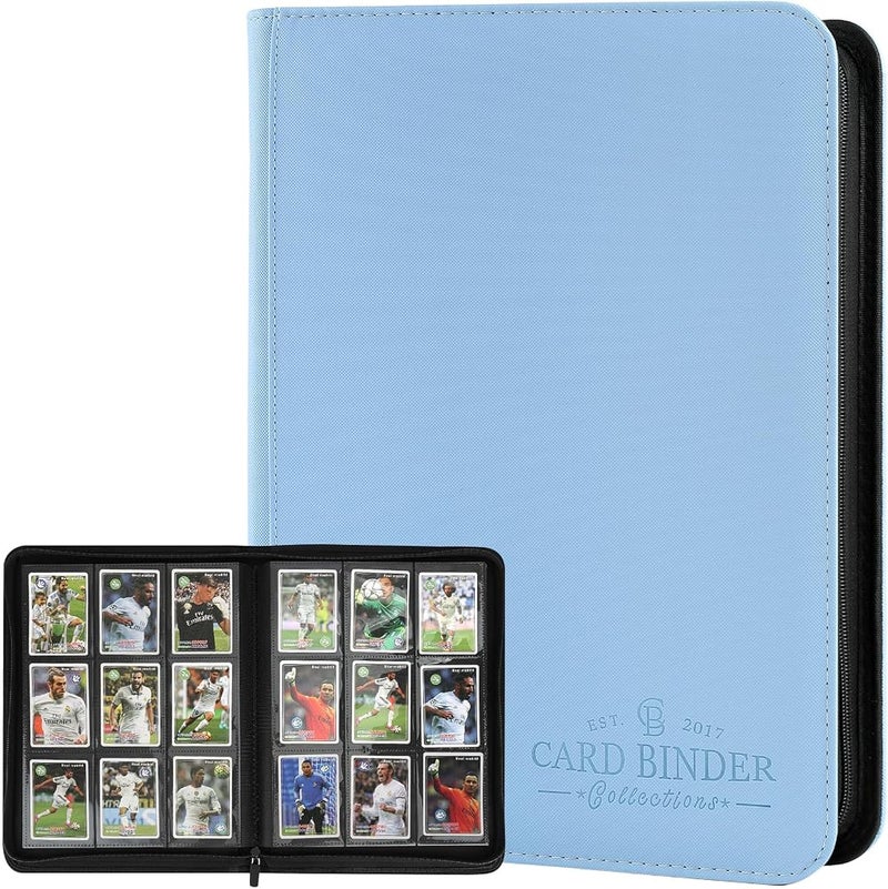 CARDBINDER 9 Pockets Card Binder,Premium Zip Trading Card Binder,540 Double Sided Pocket PU Collection Binder, Collector Album, Card Folder for MTG, TCG, Business Cards.(Light Blue) - Image 1