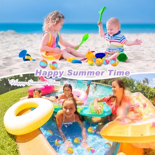Jerify 24 Pcs Mini Beach Stress Balls 25 Inch Foam PU Relief Stress Ball Mini Rainbow Blow Up Beach Balls Toys for Girls Boys Birthday Beach Hawaiian Party Favors Summer Pool Games Stylish Color - Image 5