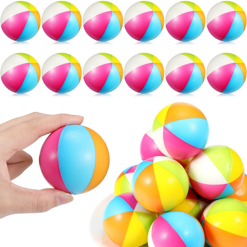 Jerify 24 Pcs Mini Beach Stress Balls 25 Inch Foam PU Relief Stress Ball Mini Rainbow Blow Up Beach Balls Toys for Girls Boys Birthday Beach Hawaiian Party Favors Summer Pool Games Stylish Color - Image 3