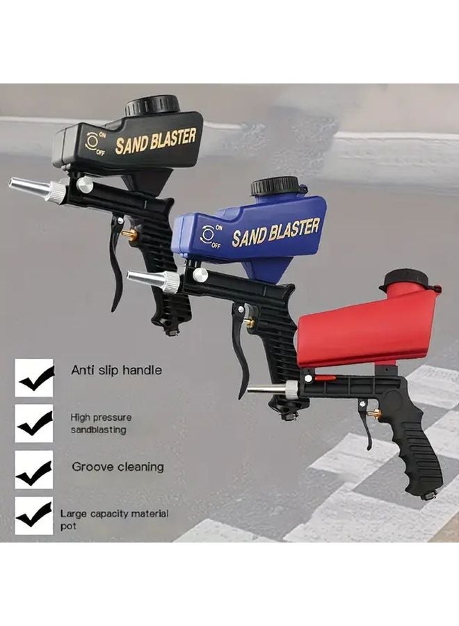 مسدس رمل محمول أحمر قابل للتعديل 90 رطل لكل بوصة مربعة لتلميع المعادن وإزالة الصدأ وصيانة السيارات - Image 2