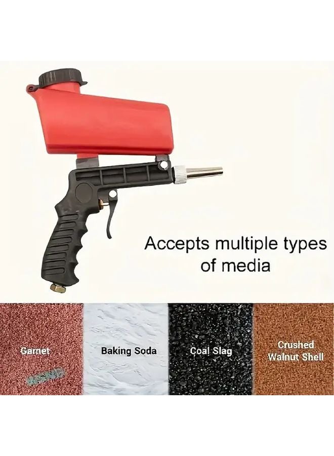 مسدس رمل محمول أحمر قابل للتعديل 90 رطل لكل بوصة مربعة لتلميع المعادن وإزالة الصدأ وصيانة السيارات - Image 4