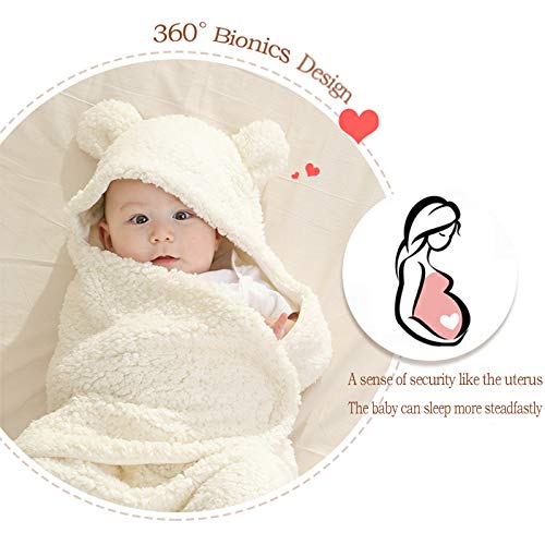 Nunibum Baby Swaddle Blanket Boys Girls Cute Bear Plush Essential Receiving Blanket Ultra-Soft Newborn Registry Sleeping Wraps for Infant 0-6 Months - White - Image 4