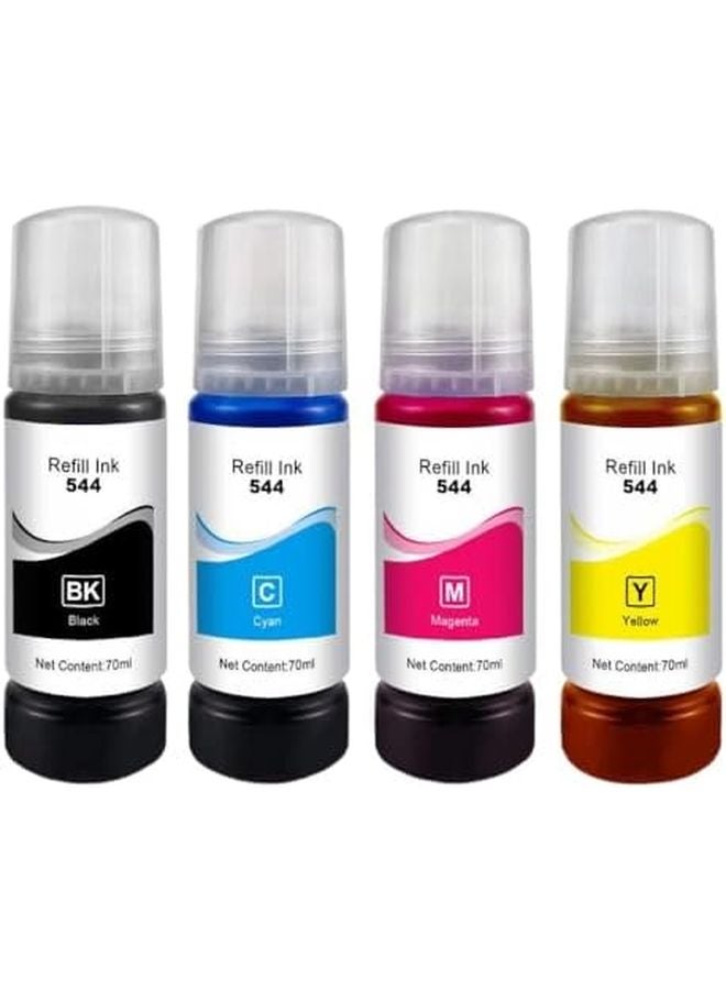 4pcs 70ml Dye Ink Bottle Refill Kit T544 Compatible for Epson L3150 L3110 L3100 L3210 L3250 L1110 5190 Series Printers - Image 1