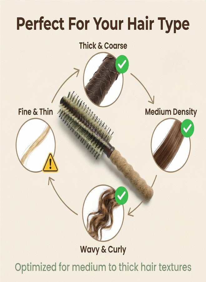 TRENFI Large Round Brush for Blow Drying - 2.75 Inch Boar Bristle and Nylon Pin Barrel for Volume on Thick Long Hair - Natural Cork Handle - Professional Volumizing Hair Brush for Women - Image 5