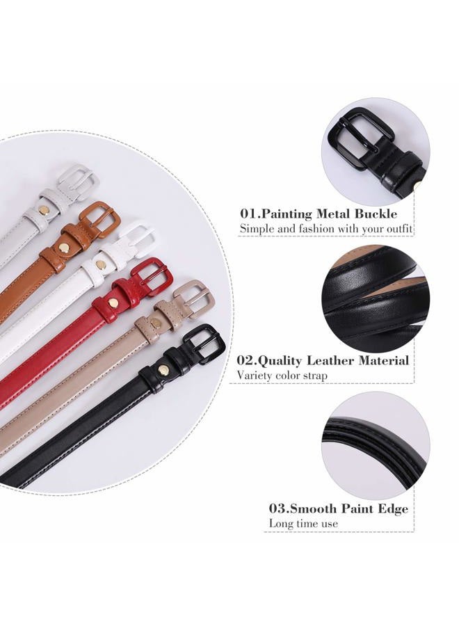 WHIPPY Women Skinny Leather Belt Thin Waist Jeans Belt for Pants in Pin Buckle Belt, 1-black, Suit Pants 37"-42" - Image 3