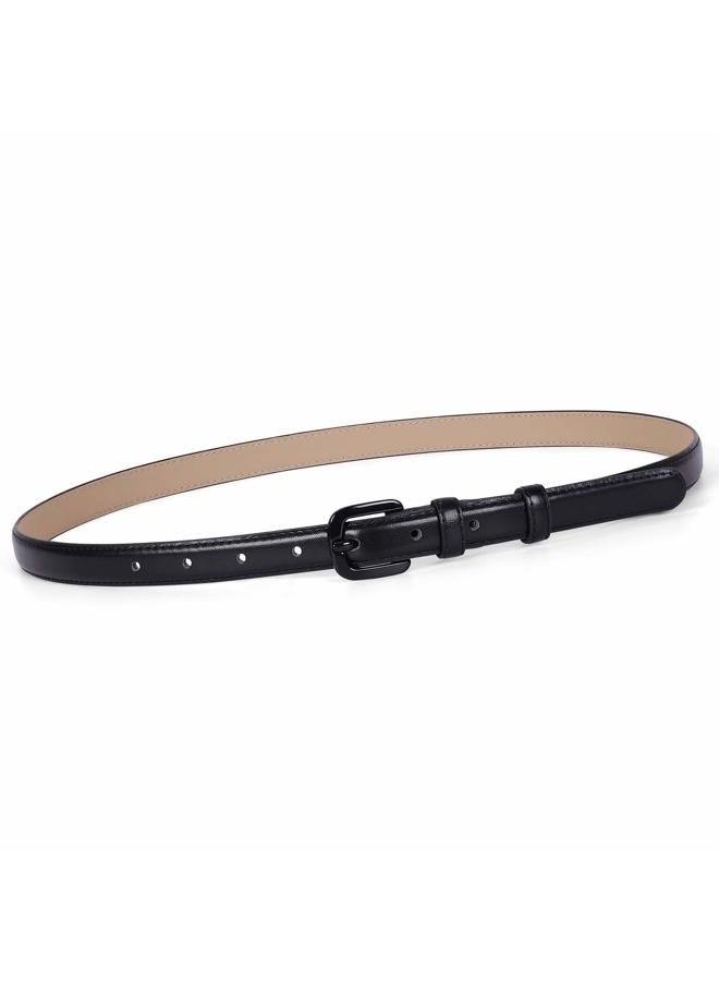 WHIPPY Women Skinny Leather Belt Thin Waist Jeans Belt for Pants in Pin Buckle Belt, 1-black, Suit Pants 37"-42" - Image 1