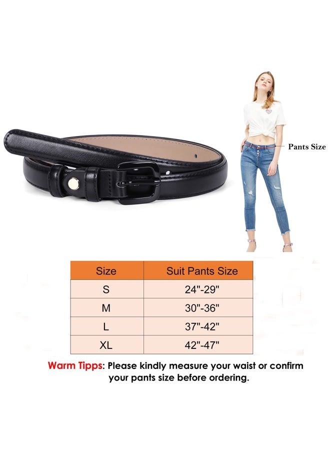 WHIPPY Women Skinny Leather Belt Thin Waist Jeans Belt for Pants in Pin Buckle Belt, 1-black, Suit Pants 37"-42" - Image 5