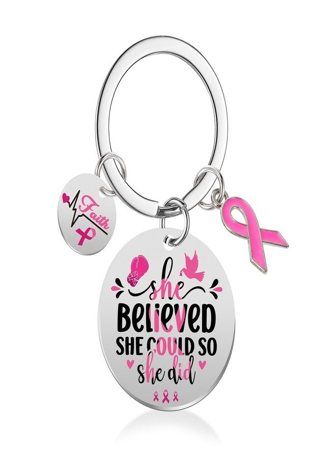 كونسيت سلسلة مفاتيح كونسايت لسرطان الثدي، هدايا لمتعافيات سرطان الثدي، سلسلة مفاتيح ملهمة للنساء والفتيات، إكسسوارات الشريط الوردي، هدايا ملهمة، هدايا للحفلات - Image 1