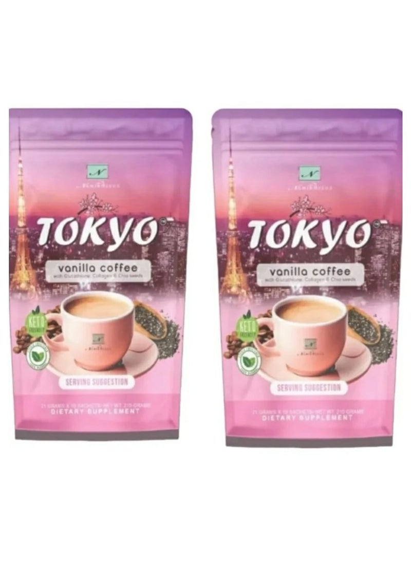 Tokyo vanilla coffee with glutathione, collagen and chia seeds Of two pieces