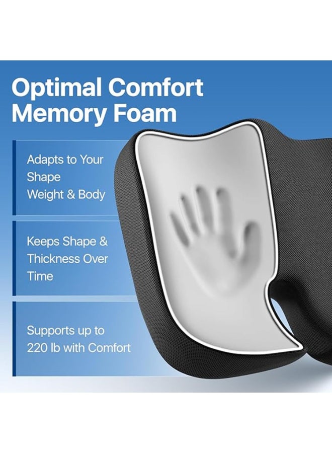 Memory Foam Seat Cushion, Extra Large Ergonomic Design, Tailbone Pain Relief, Office Chair and Car Seat Pad (Black) - Image 2
