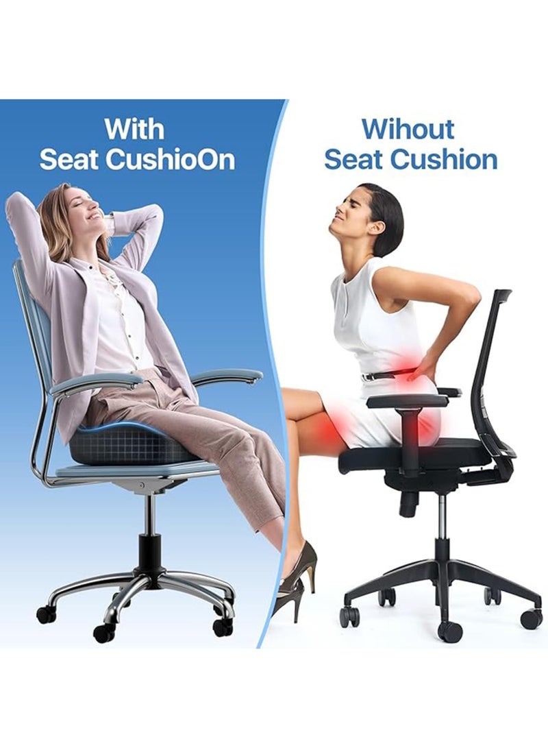 Memory Foam Seat Cushion, Extra Large Ergonomic Design, Tailbone Pain Relief, Office Chair and Car Seat Pad (Black) - Image 3