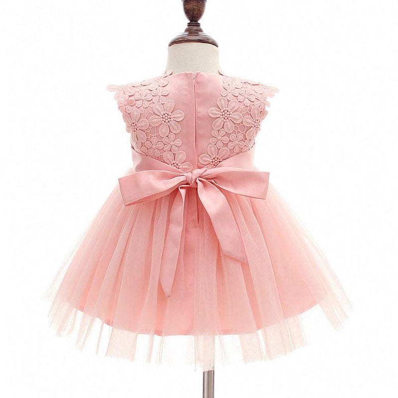 Moon Kitty Baby Girl Dress Christening Baptism Gowns Flower Girl Dress Pink 6M - Image 4