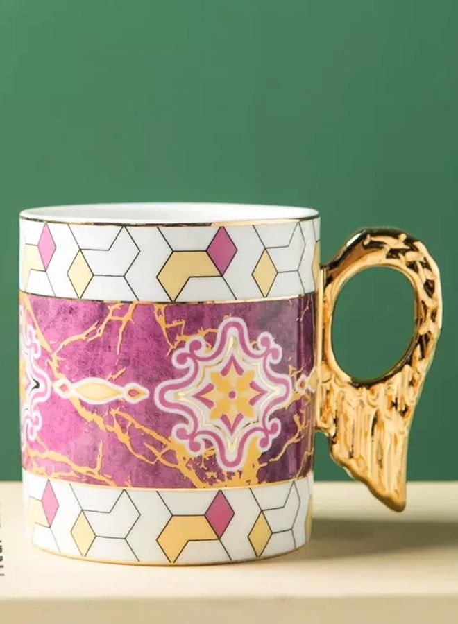 XIANGYU 3-Piece Ceramic 320ml Coffee Mugs With Gold Rim Handle Tea Cups - Image 4