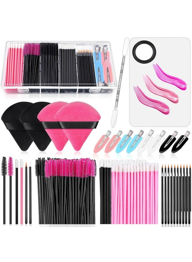 Audab Disposable Makeup Applicators Kit With Makeup Puff Makeup Mixing Palette Makeup Artist Supplies Accessories Mascara Wands Lip Brushes Hair Clips Powder Puffs For Face With Storage Box - Image 1