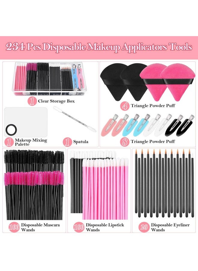 Audab Disposable Makeup Applicators Kit With Makeup Puff Makeup Mixing Palette Makeup Artist Supplies Accessories Mascara Wands Lip Brushes Hair Clips Powder Puffs For Face With Storage Box - Image 2