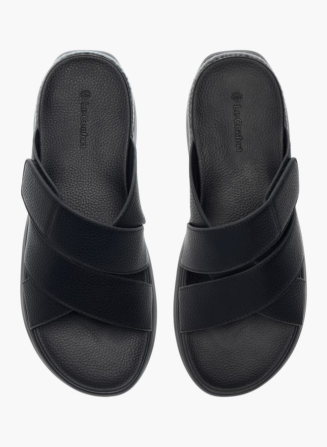 Le Confort Mens Solid Cross Strap Slip-On Sandals  - Image 2