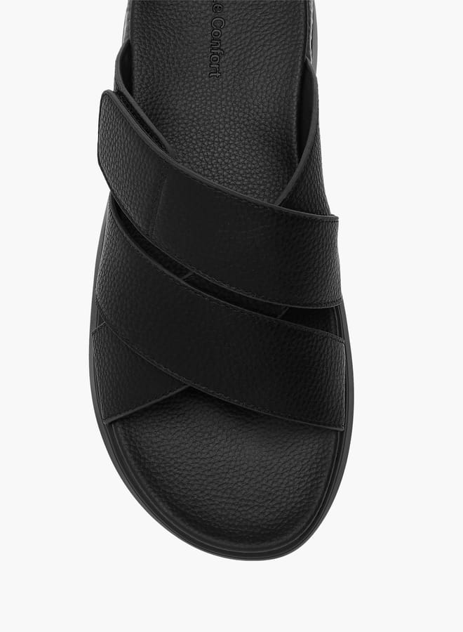Le Confort Mens Solid Cross Strap Slip-On Sandals  - Image 3