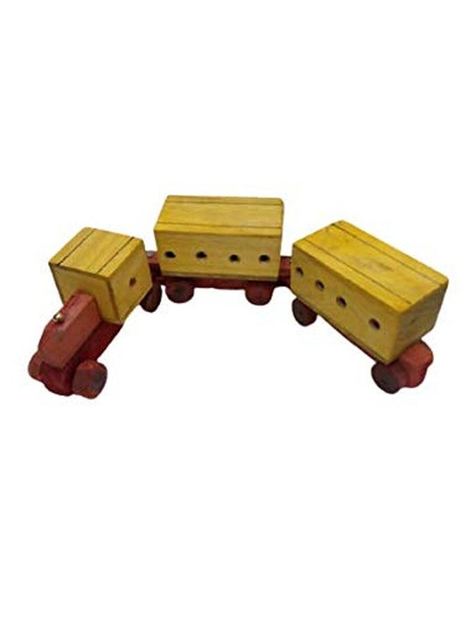 DWH Deluxe Wood Handicrafts Vintage Wooden Classic Yellow Train/ Toy for Kids // Wooden Toy Train Carrier for Kids , Baby Toddler - Image 1