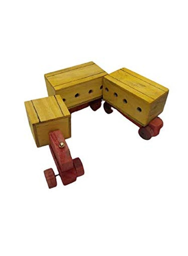DWH Deluxe Wood Handicrafts Vintage Wooden Classic Yellow Train/ Toy for Kids // Wooden Toy Train Carrier for Kids , Baby Toddler - Image 2