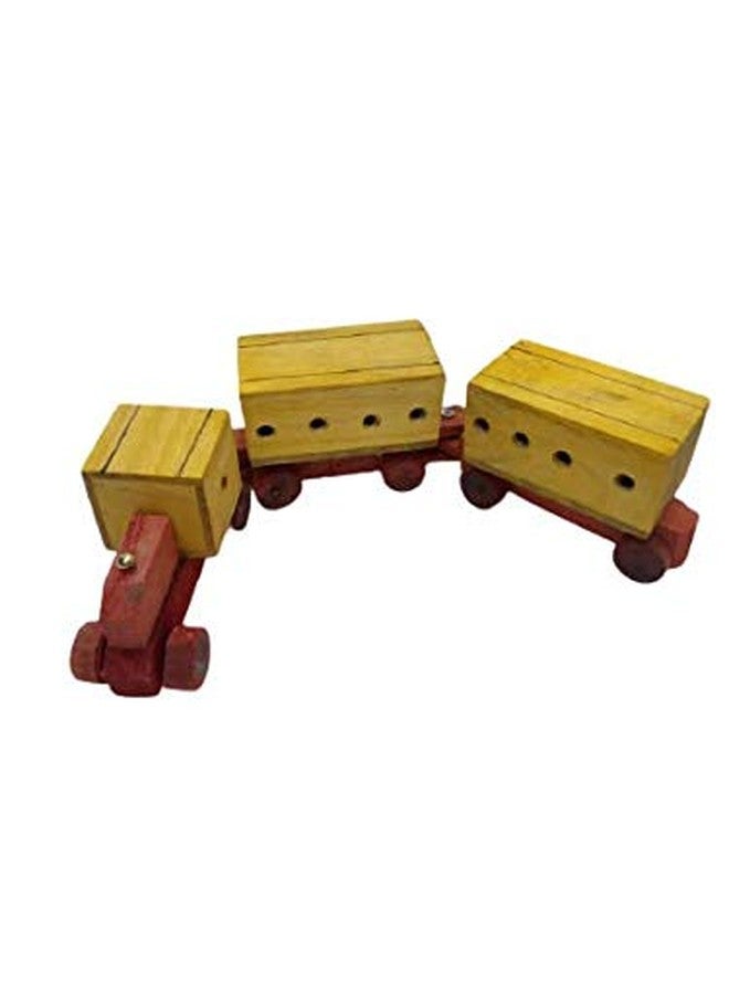DWH Deluxe Wood Handicrafts Vintage Wooden Classic Yellow Train/ Toy for Kids // Wooden Toy Train Carrier for Kids , Baby Toddler - Image 3