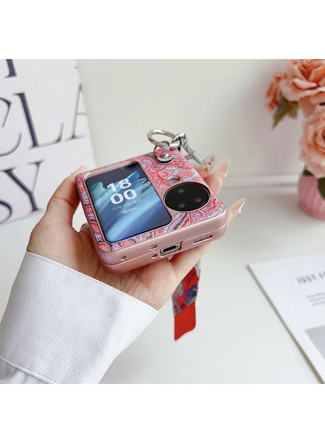 S-TOP Case For OPPO Find N3 Flip Propitious Clouds Embroidery Full Coverage Phone Case with Scarf / Bracelet - Image 3