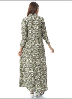 Andora Casual Elegant Cotton Long Dress _ White ,Pine Green & Black  - Image 5
