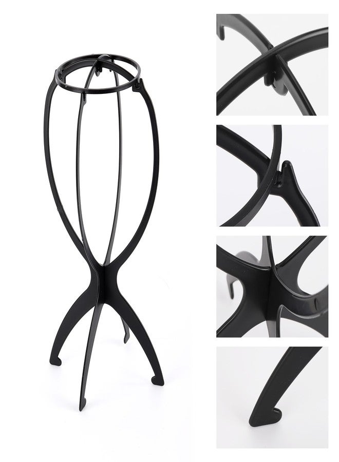 acDesign 6 Pack Wig Stand With 6 Pcs Wig Dust Bag, Wig Head Stand for Women Multiple Wigs Styling and Travel, Black - Image 3