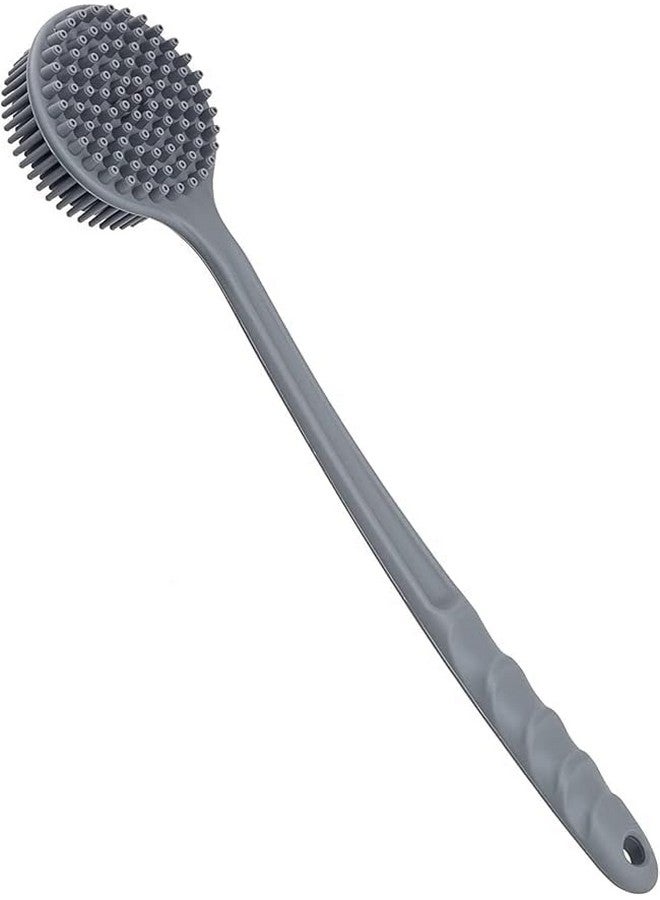 FEBLICH Double-Sided Shower Body Brush Silicone Long Handle Massage Back Body Brush Long Handle, Multi-Function Brush, Back Massage Exfoliation Wisp Body Scrub Brush, Hypoallergenic, Eco-Friendly - Image 2