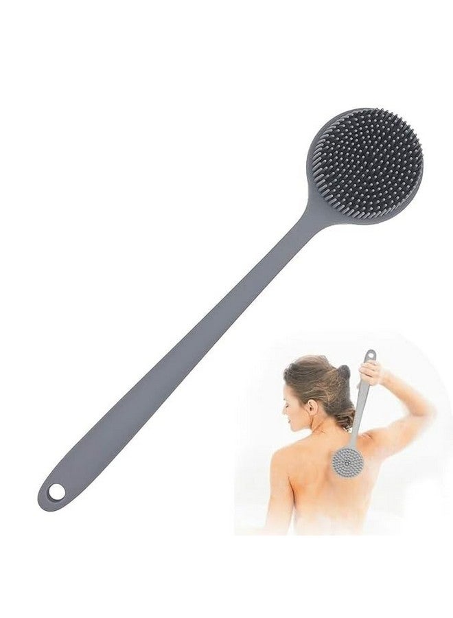 FEBLICH Double-Sided Shower Body Brush Silicone Long Handle Massage Back Body Brush Long Handle, Multi-Function Brush, Back Massage Exfoliation Wisp Body Scrub Brush, Hypoallergenic, Eco-Friendly - Image 1