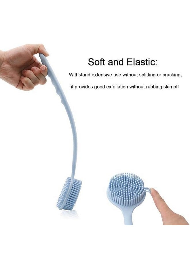 FEBLICH Double-Sided Shower Body Brush Silicone Long Handle Massage Back Body Brush Long Handle, Multi-Function Brush, Back Massage Exfoliation Wisp Body Scrub Brush, Hypoallergenic, Eco-Friendly - Image 5