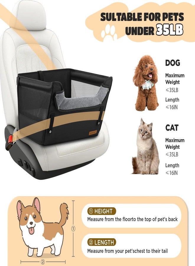BONTHEE Elevated Dog Car Booster Seat for Dogs & Cats up to 35LB, 6-Inch Memory Foam Pet Booster Seat, Side Breathable Mesh,Portable Travel-Safe Bed for Cars,Elevated Car Seat for Small Medium Dogs - Image 5
