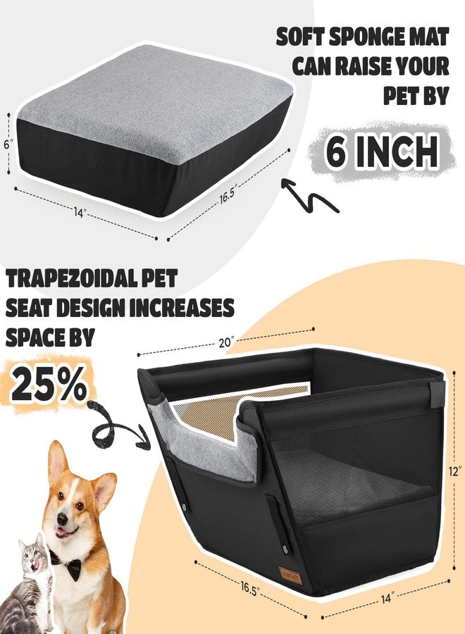 BONTHEE Elevated Dog Car Booster Seat for Dogs & Cats up to 35LB, 6-Inch Memory Foam Pet Booster Seat, Side Breathable Mesh,Portable Travel-Safe Bed for Cars,Elevated Car Seat for Small Medium Dogs - Image 2
